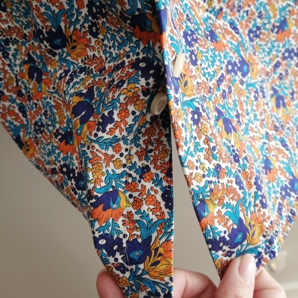 Eton Men's Slim Fit Floral Dress Shirt Orange Blue White 16.5 - Picture 8 of 17